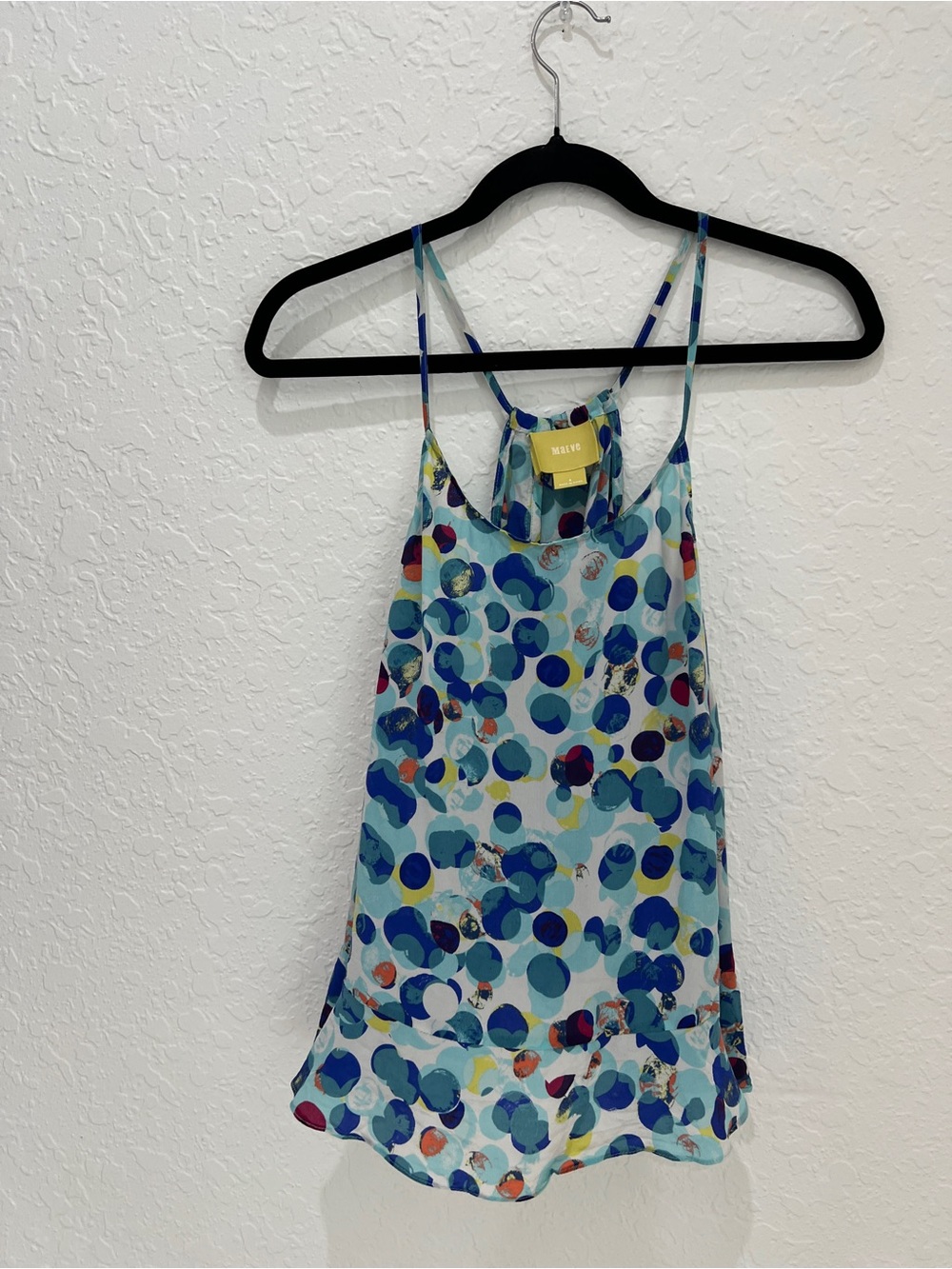 Maeve Light Blue Multi-Color Polka Dot Silk Cami